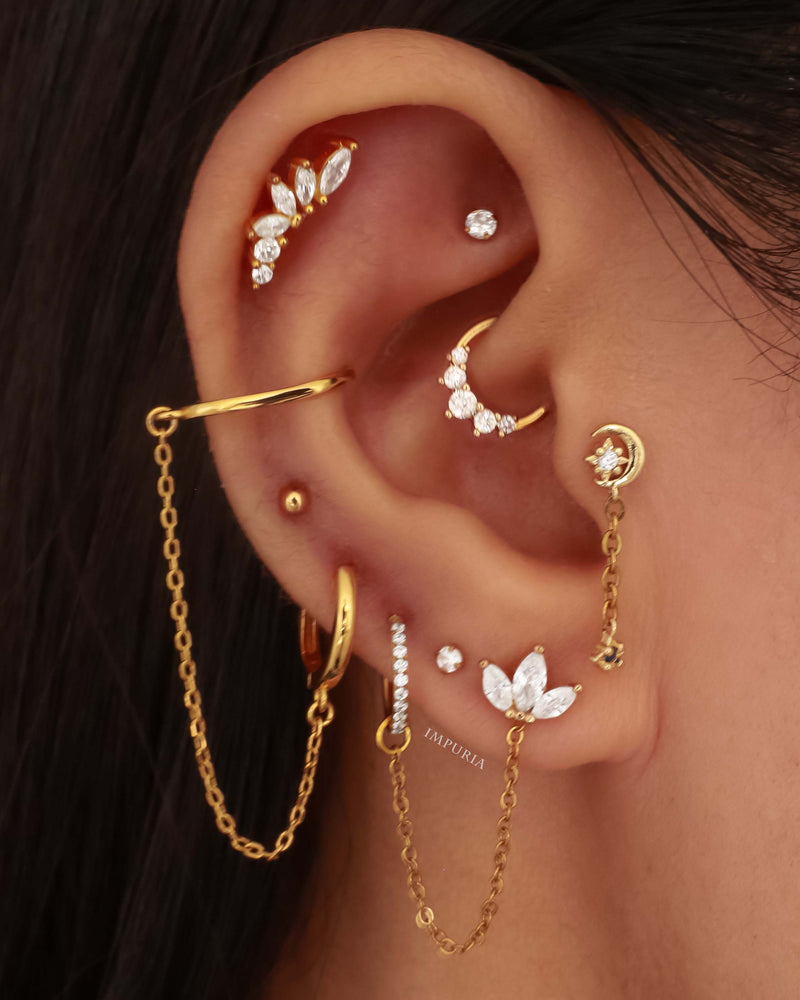 Huggie Hoop Earring Double Ear Piercing Ring Cartilage Earring Stud –  Impuria Ear Piercing Jewelry