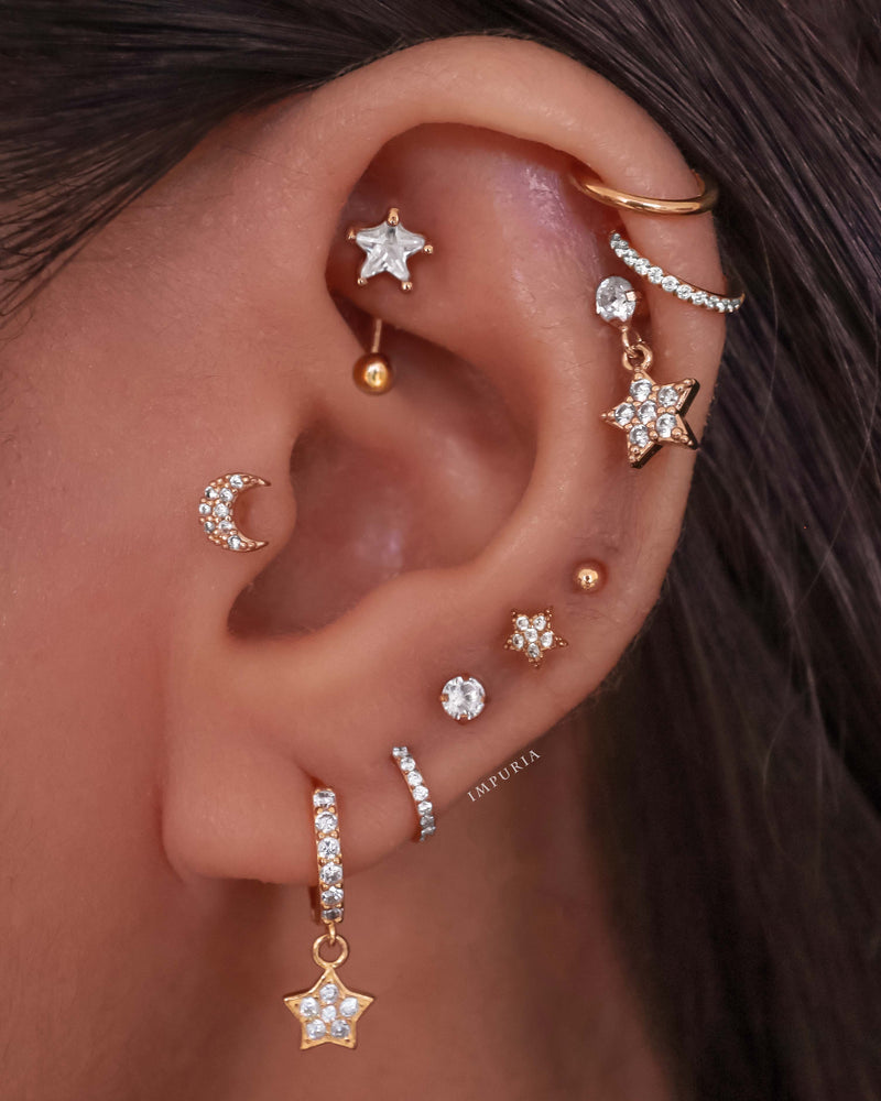 Celestial Multiple Ear Piercing Curation Ideas for Women - ideias fofas de piercing na orelha - www.Impuria.com