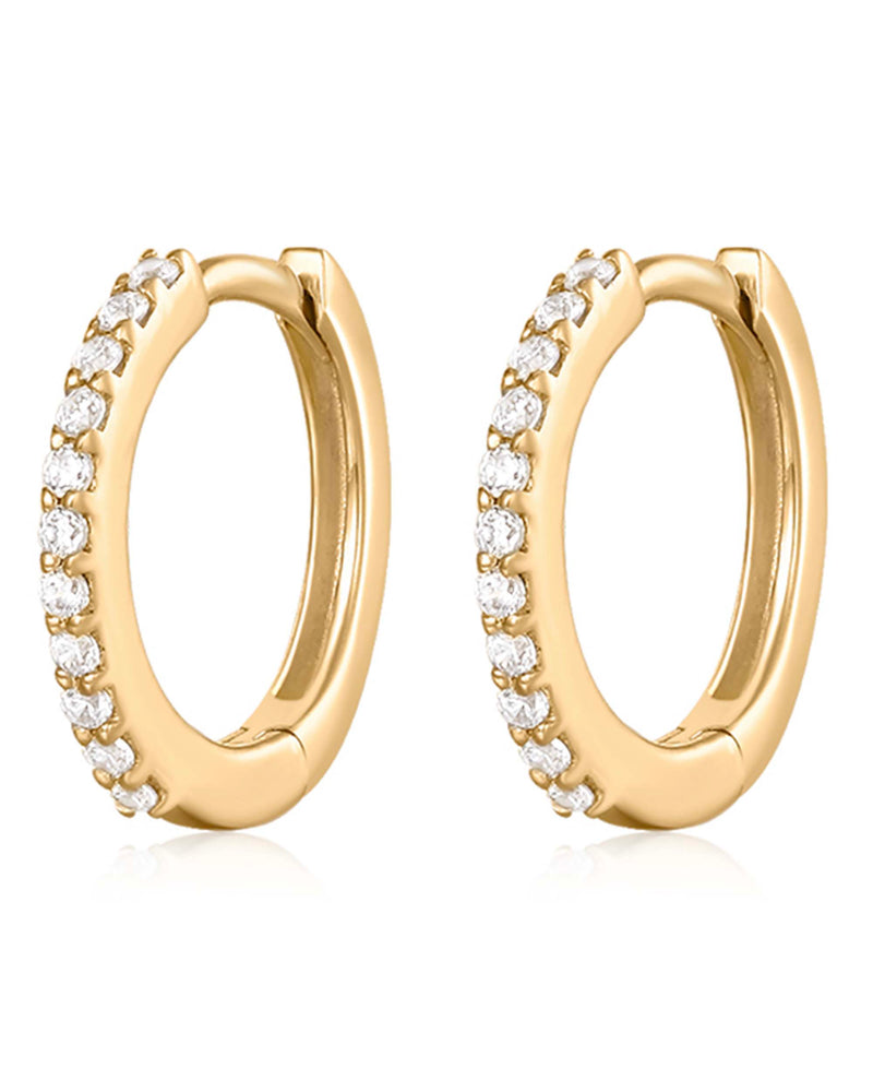 Crystal Pave Huggie Hoop Earrings in Gold or Silver - www.Impuria.com