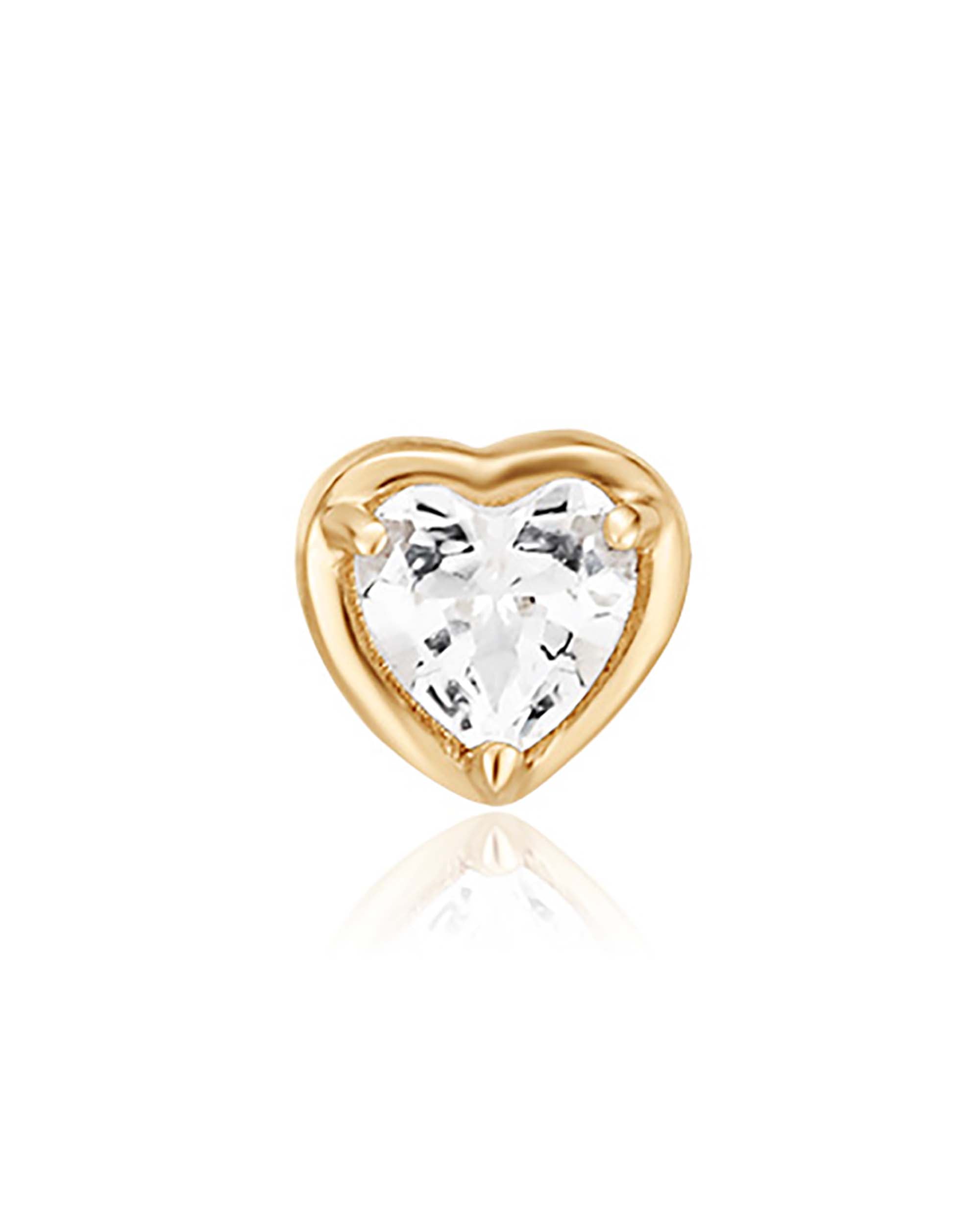 Love Heart 14K Gold Flat Back Stud