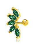 Mint Emerald Marquise Crystal Leaf Ear Piercing Earring Stud