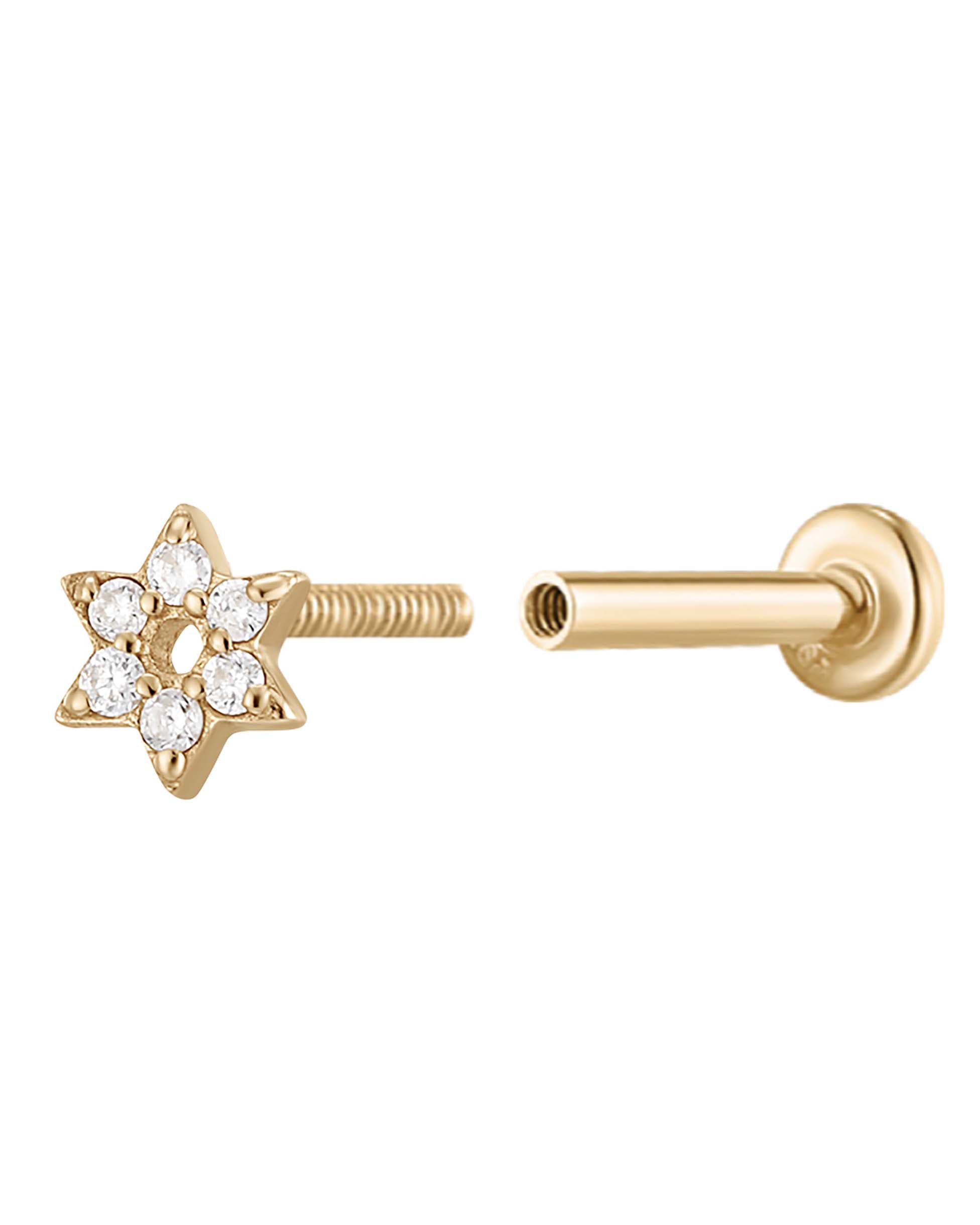 Posy Flower 14K Gold Flat Back Stud