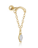 Hidden Helix Cartilage Chain Marquise Crystal Ear Piercing Earring Stud - piercing en la oreja para mujer - www.Impuria.com
