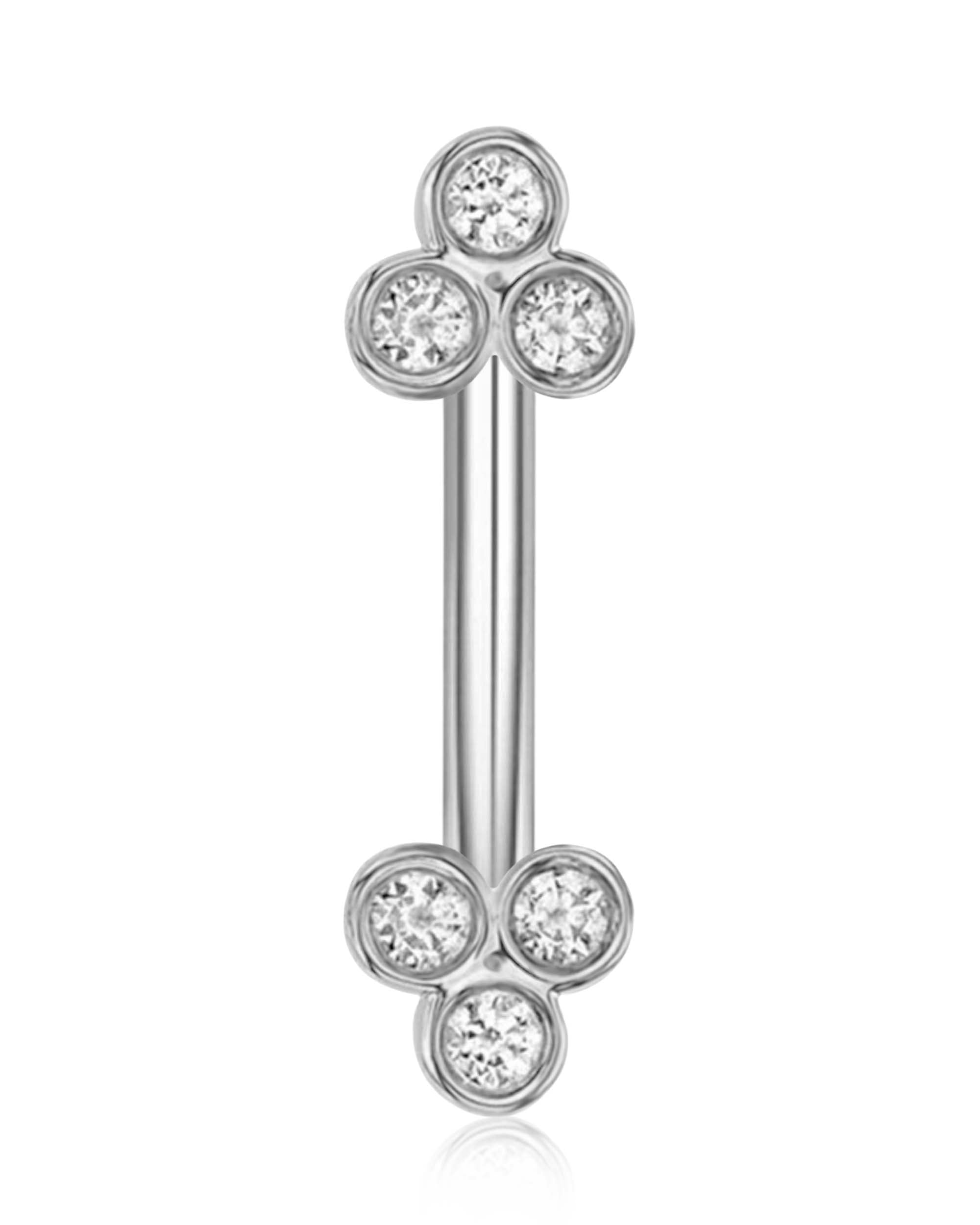 Trifecta Triple Crystal Bezel Rook Ear Piercing Jewelry Curved Barbell