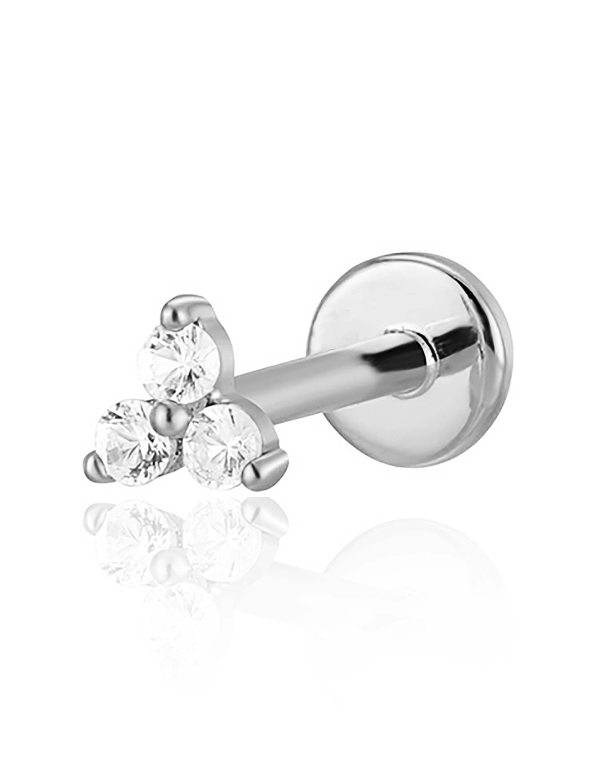 Trine Triple 14K Gold Flat Back Stud