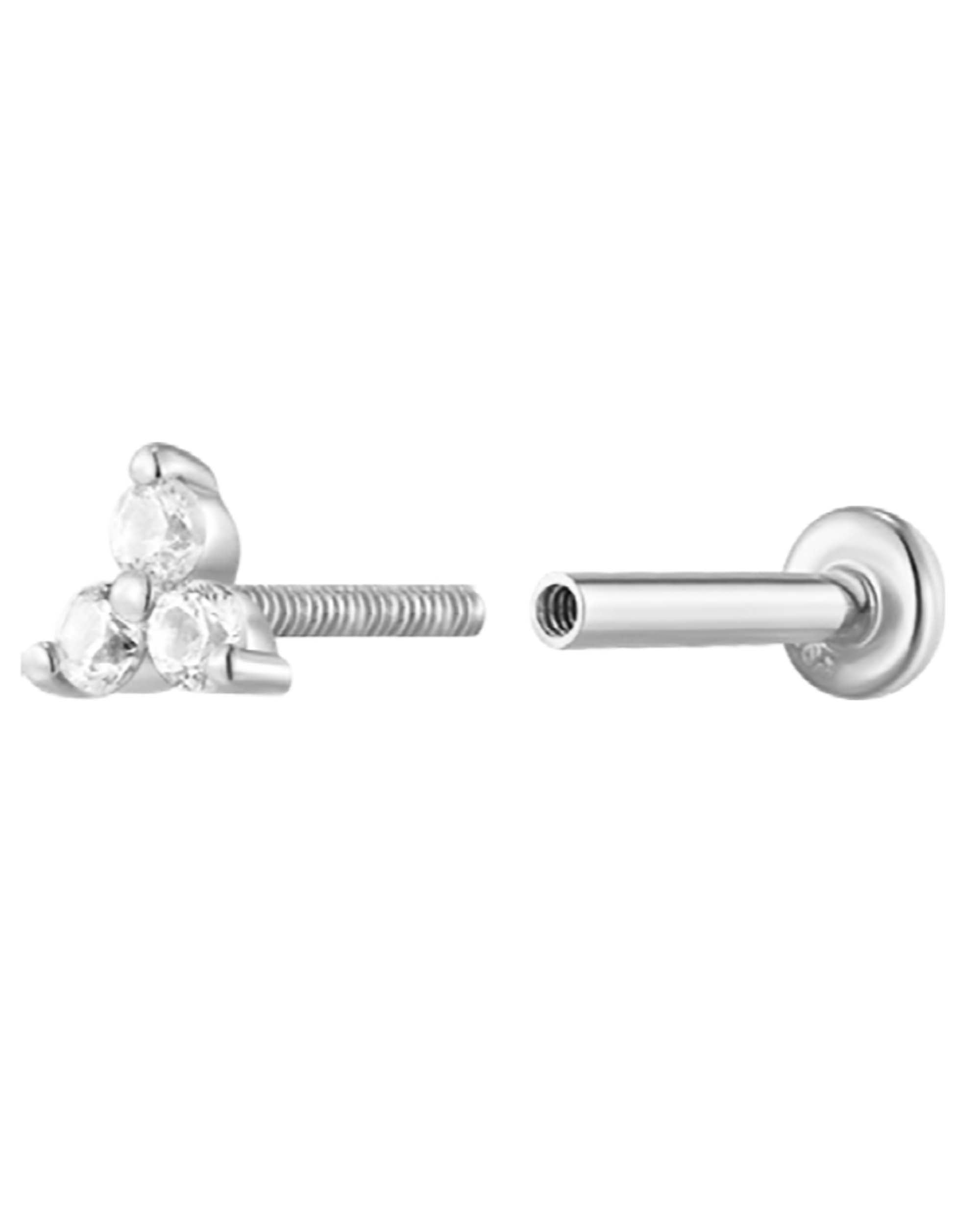 Trine Triple 14K Gold Flat Back Stud
