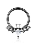 Vanita Pearl & Crystal Bat Ear Piercing Ring Hoop Clicker