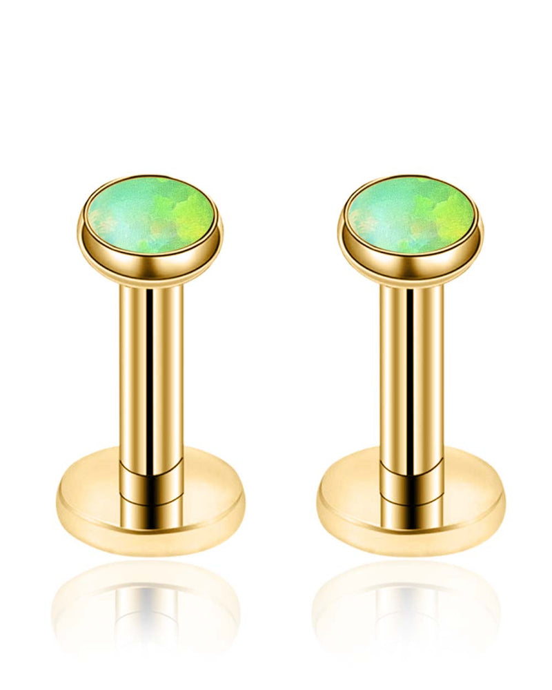 Vivid Colorful Opal Bezel Ear Piercing Earring Stud Set