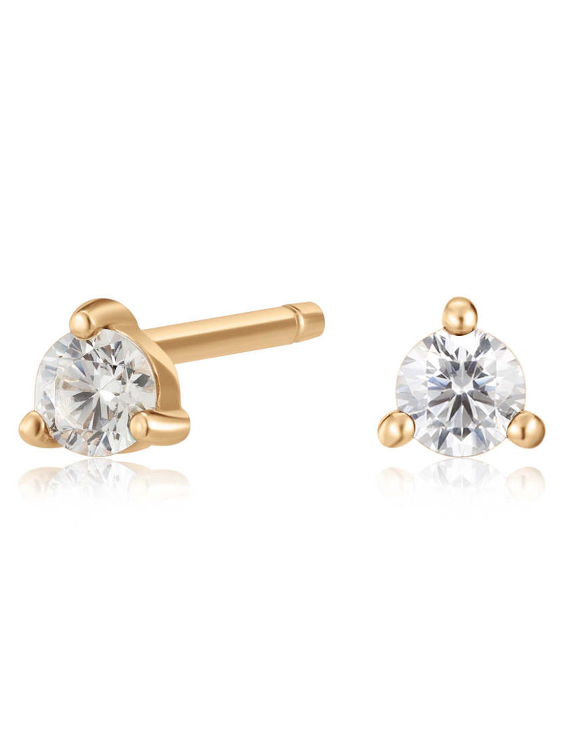 Triple Prong Crystal 14K Gold Earring Studs - www.Impuria.com #earrings