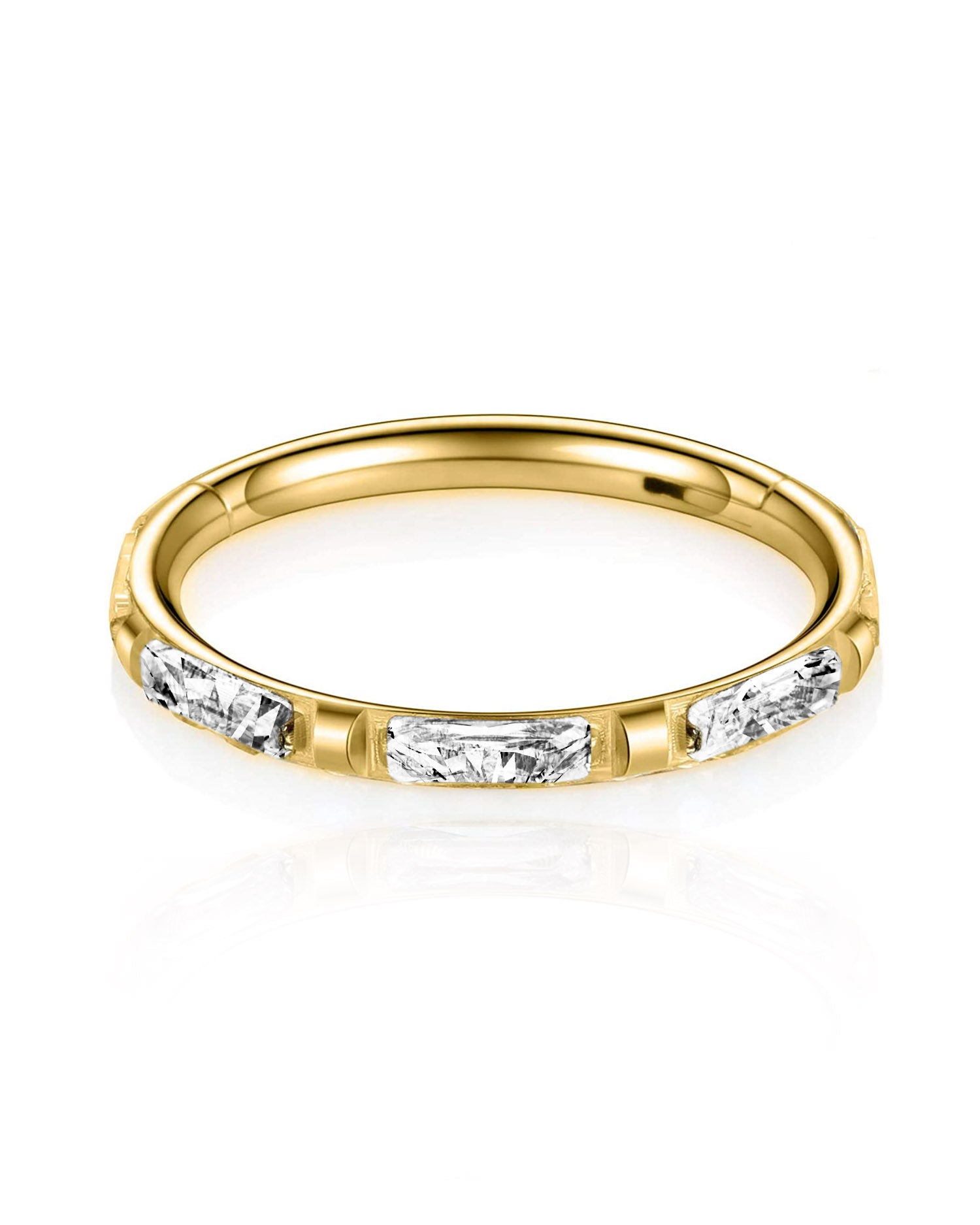 Celine Crystal Baguette Eternity Hinged Segment Hoop Ring Clicker Cartilage Earring - www.Impuria.com