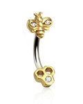 Gold Bee Rook Curved Barbell Piercing Jewelry - www.Impuria.com