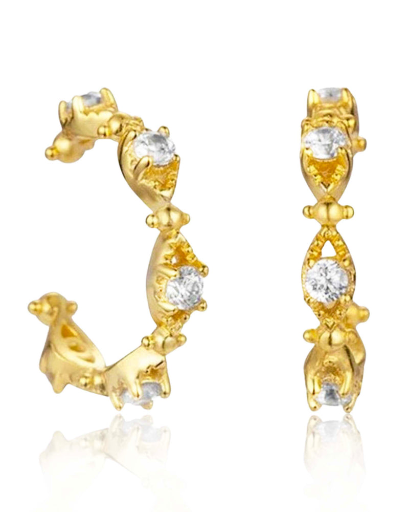 Chanel Crystal Shiny CC Stud & Cuff Earrings