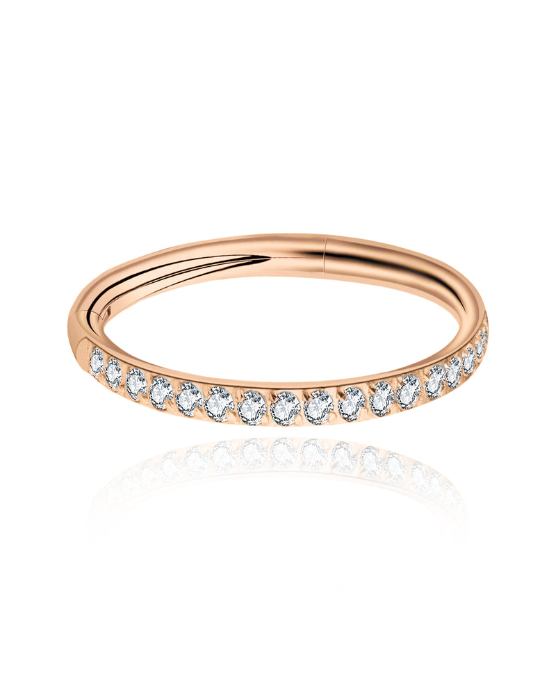 Pretty Crystal Ear Piercing Ring Hoop for Cartilage Helix Rook Tragus in Rose Gold, Gold, Silver - www.Impuria.com