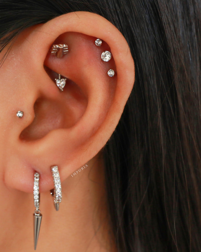 Heart Arrow Crystal Rook Earring Curved Barbell Ear Piercing Jewelry ...