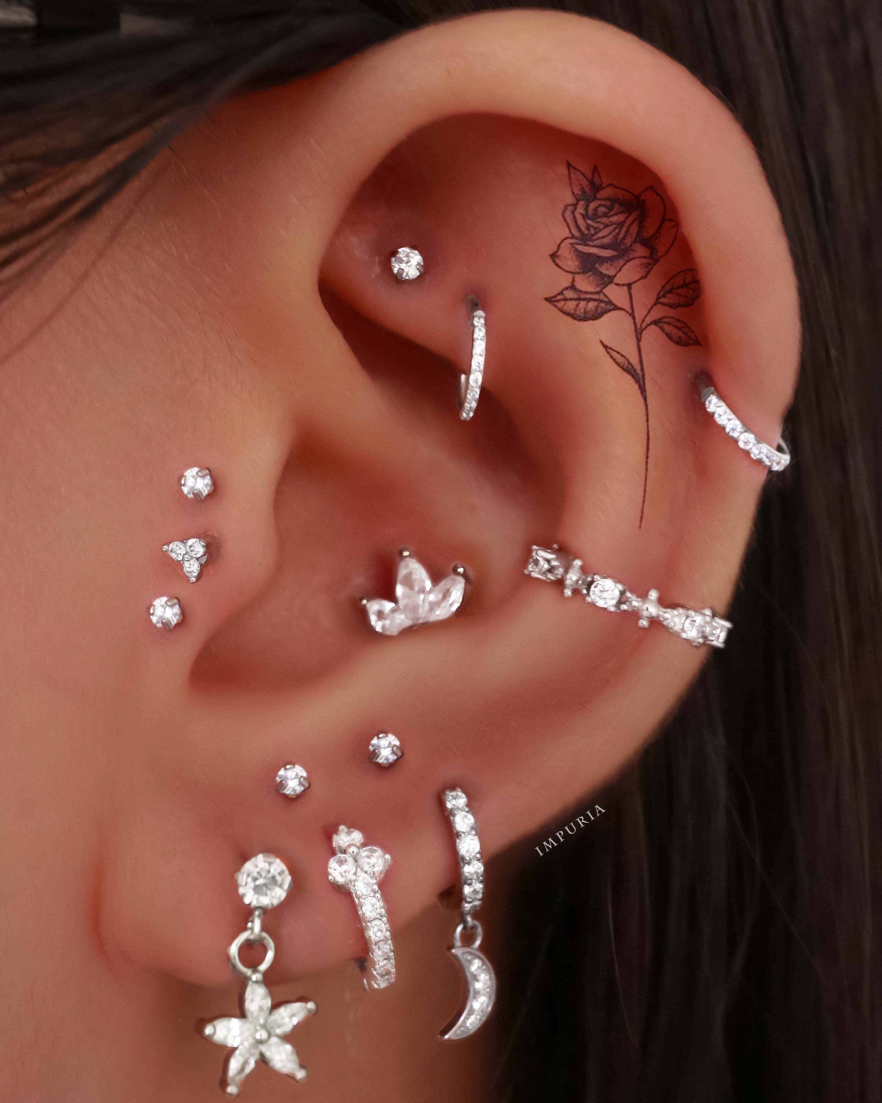 Cartilage Earring Stud Cute Ear Piercing Ideas for Women - www.Impuria.com #earpiercings 
