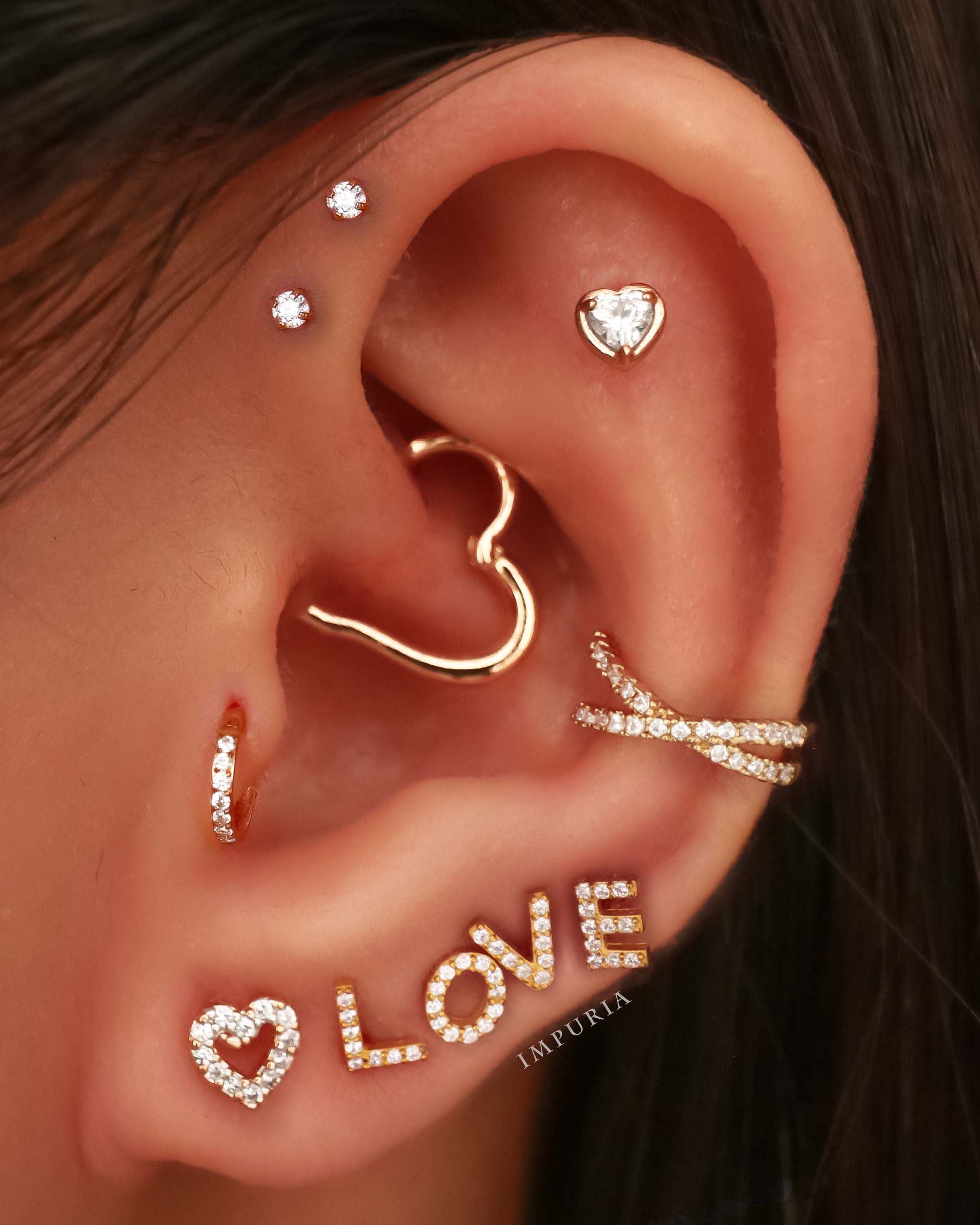 Valentines Day Cartilage Earrings Multiple Ear Piercing Curation Ideas for Women - www.Impuria.com #earpiercings