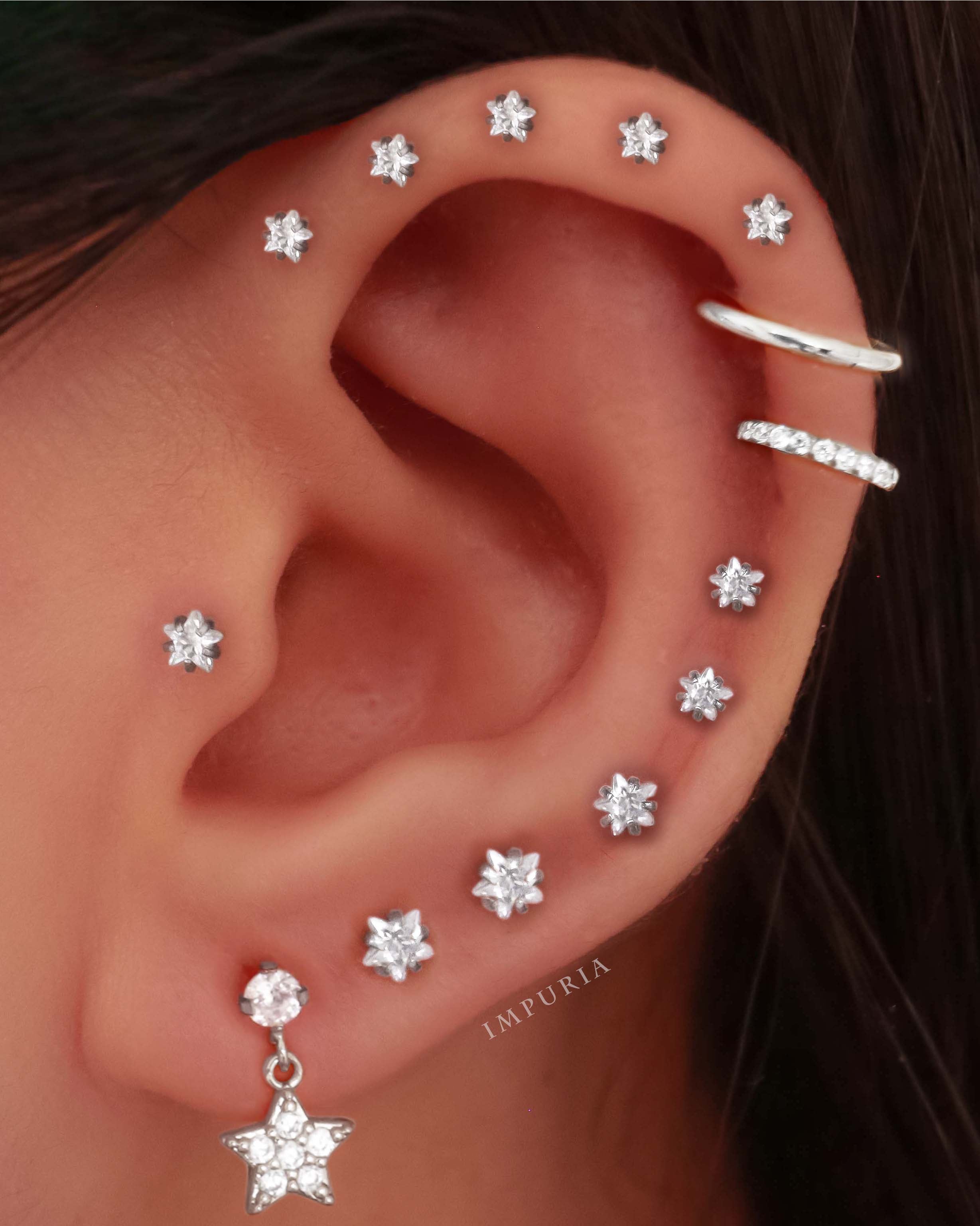 Helix Star Earrings - Celestial Cute Multiple Ear Piercing Ideas for Females - www.Impuria.com