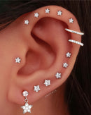 Silver Cartilage Earring Ring Hoop Clicker Star Celestial Ear Piercing Curation Ideas for Women - www.Impuria.com