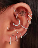 Cute Celestial Star Zodiac Ear Piercing Curation Crystal Pave Cartilage Helix Tragus Lobe Huggie Hoops - aros para perforar orejas - www.Impuria.com