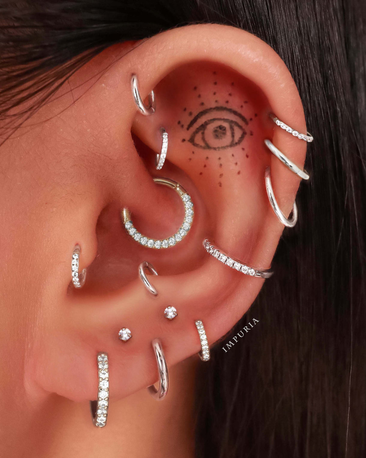 Cute Pretty Multiple Hoop Ear Piercing Ideas - 14K Gold Cartilage Rook Helix Daith Tragus Ring Earring - www.Impuria.com #earpiercings