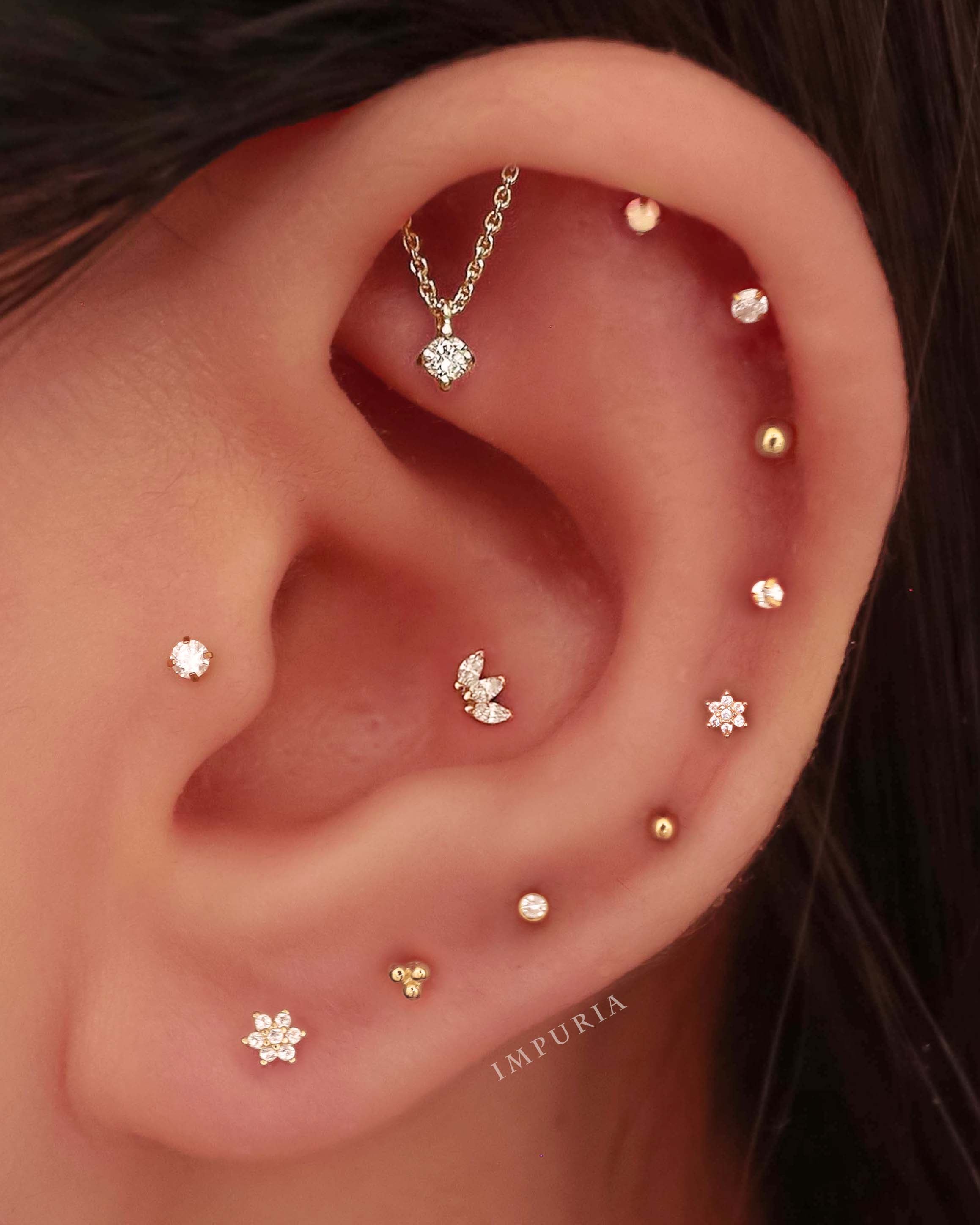 All the Way Around Cartilage Earrings Helix Ear Piercing Ideas for Women - www.Impuria.com #earpiercings 