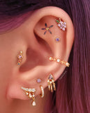 Unique ear piercing ideas for women purple cartilage helix conch lobe tragus earring studs -Ideas para perforar la oreja -  www.Impuria.com