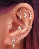 Multiple Ear Piercing Jewelry Ideas - Leaf Helix Cartilage Stud 16G Silver - www.Impuria.com