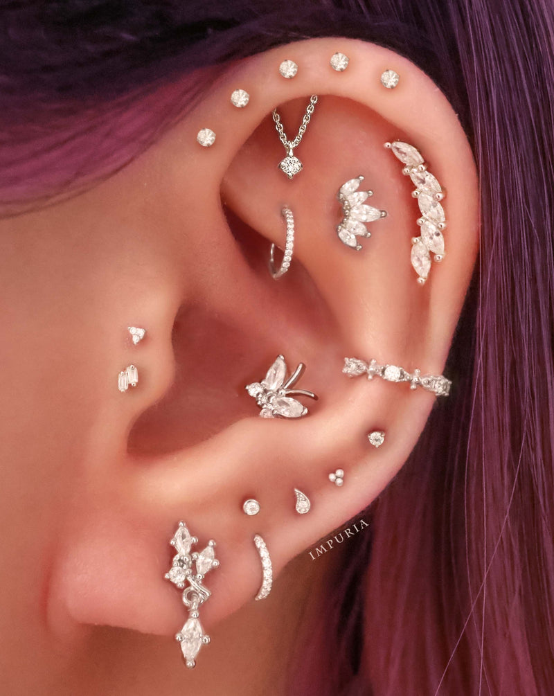 Milgrain Ear Cuff Earrings No Pierce Conch Cartilage Crystal Hoop Ring –  Impuria Ear Piercing Jewelry