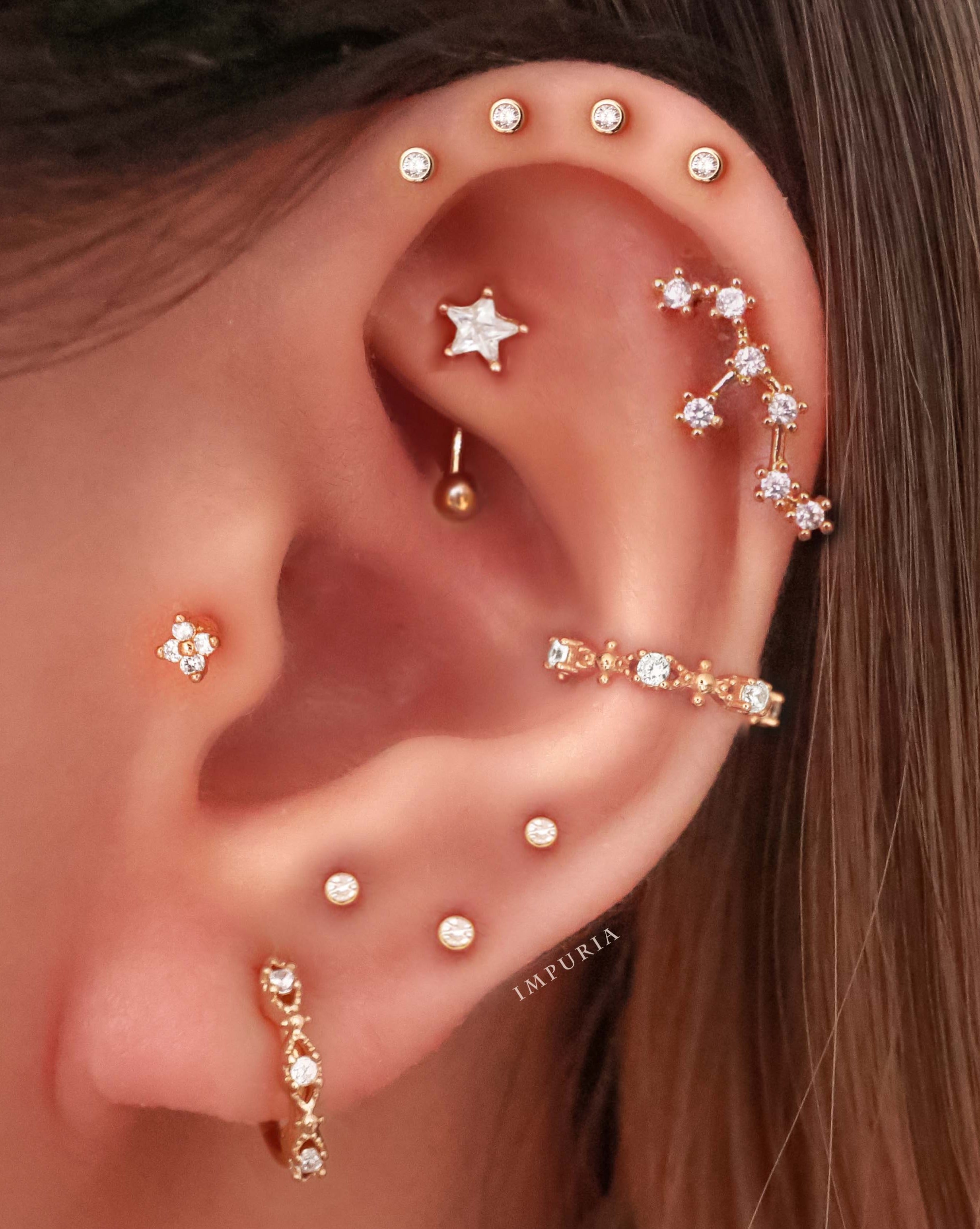 Fancy cartilage ring hoop earrings for women cute celestial star constellation ear piercing curation ideas for women - www.Impuria.com #earpiercings