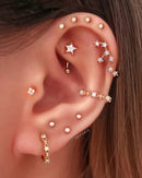 Pretty Star Constellation Multiple Ear Piercing Ideas Earring Stud for Cartilage Helix Tragus - ideias de piercing na orelha - Impuria.com