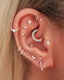 Mai Crystal Two Leaf Lotus Ear Piercing Earring Stud Set