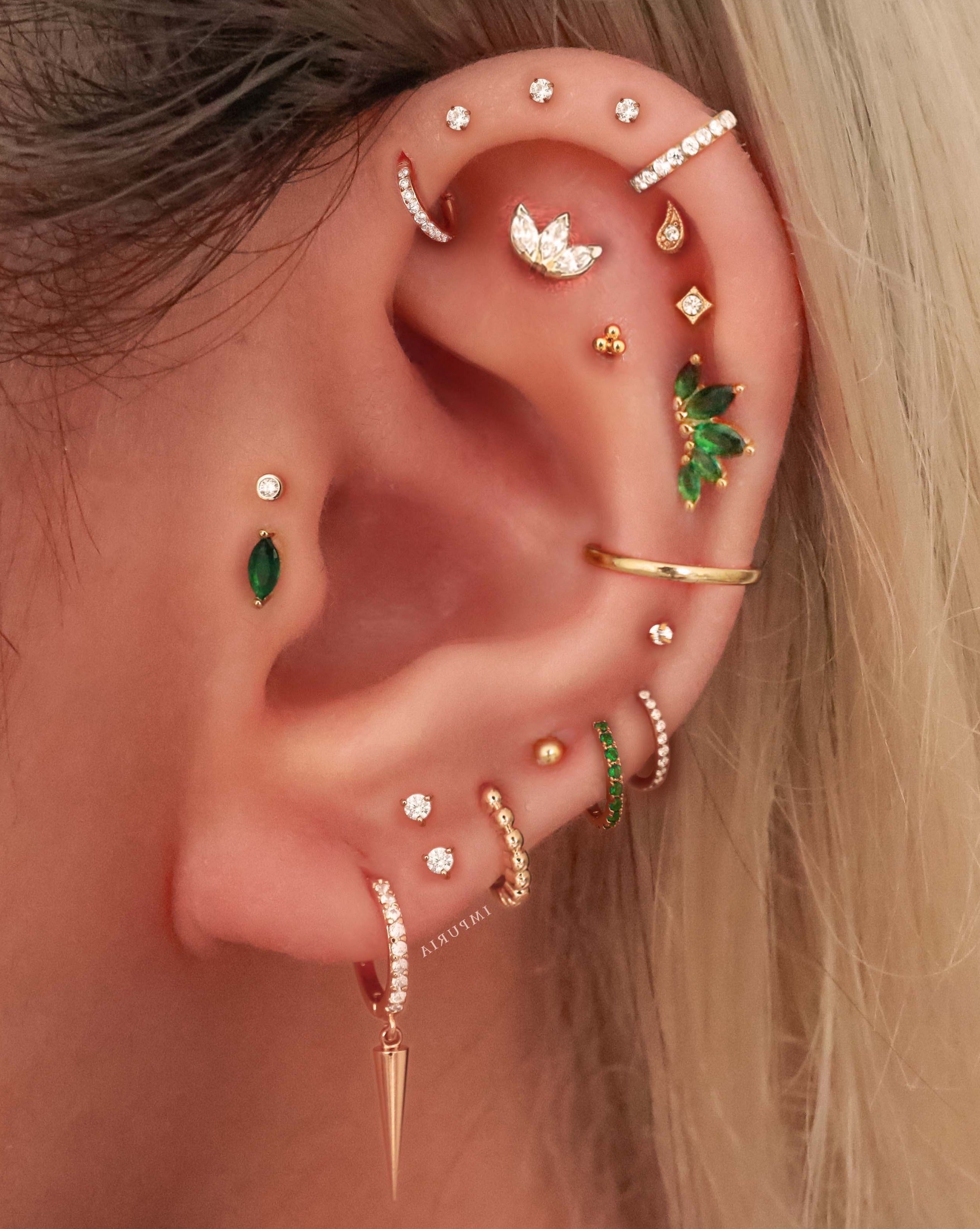 Carree Square Crystal Ear Piercing Earring Stud Set