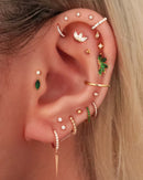 Cute Crystal Pave Spike Huggie Hoop Earring - Cute Multiple Ear Piercing Jewelry Ideas - lindas ideas para perforar la oreja - www.Impuria.com