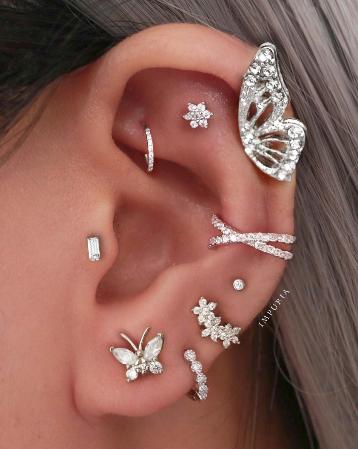 Pretty Huggie Hoop Earring Sterling Silver for Women - www.Impuria.com