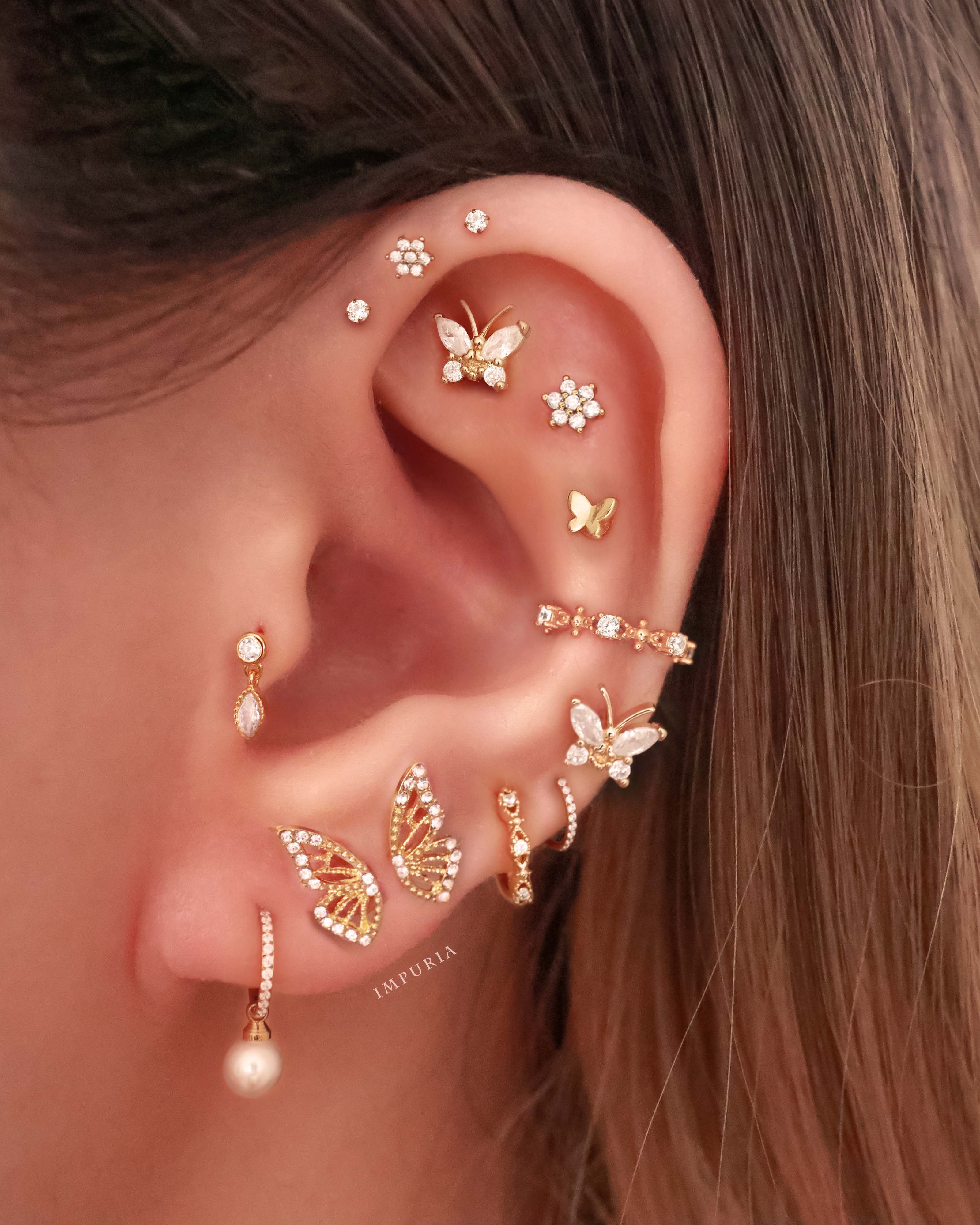 Pearl Drop Clicker Earring Pretty Butterfly Ear Piercing Curation Ideas - www.Impuria.com 