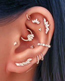 Mai Crystal Five Leaf Lotus Ear Piercing Earring Stud Set