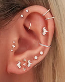 Pretty Multiple Ear Piercing Curation Ideas for Women Trinity Beaded  Silver Stainless Steel Cartilage Earring Stud - www.Impuria.com
