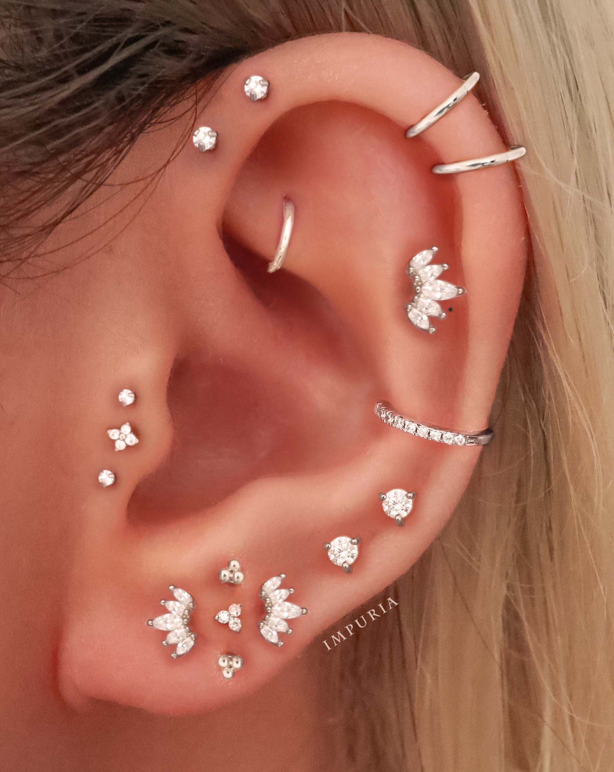 Trinity Gold Cartilage Earring Stud 18G Cute Ear Piercing Curation Ideas for Women - www.Impuria.com #earpiercings