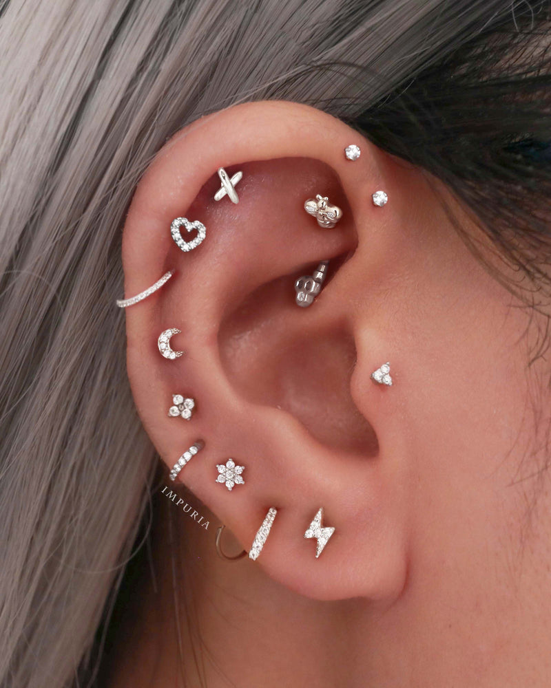 Blink Crystal Lightning Bolt Ear Piercing Earring Stud Set