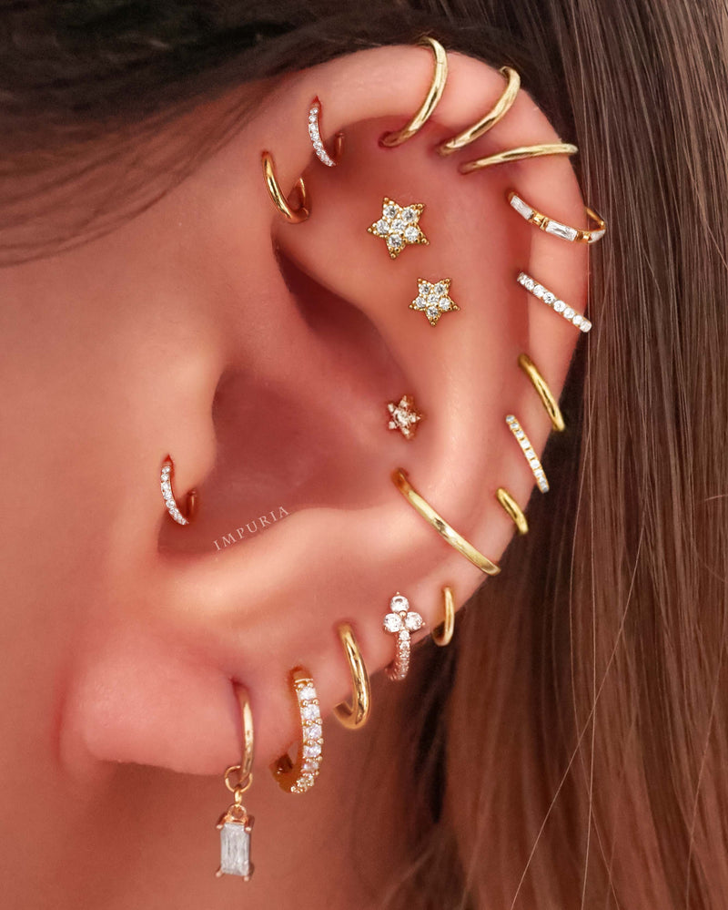 Gold Cartilage Earrings Pretty Hoop Clickers for Helix Stacked Multiple Ear Piercing Ideas for Women - www.Impuria.com