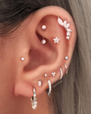 14K Solid Gold Cartilage Earring Helix Hoop Ring Simple Ear Curation Piercing Ideas for Women - www.Impuria.com