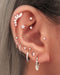 Lucine Baguette Crystal Ear Piercing Earring Stud Set
