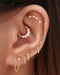 Celeste Star & Moon Polished Chain Ear Piercing Earring Stud Set