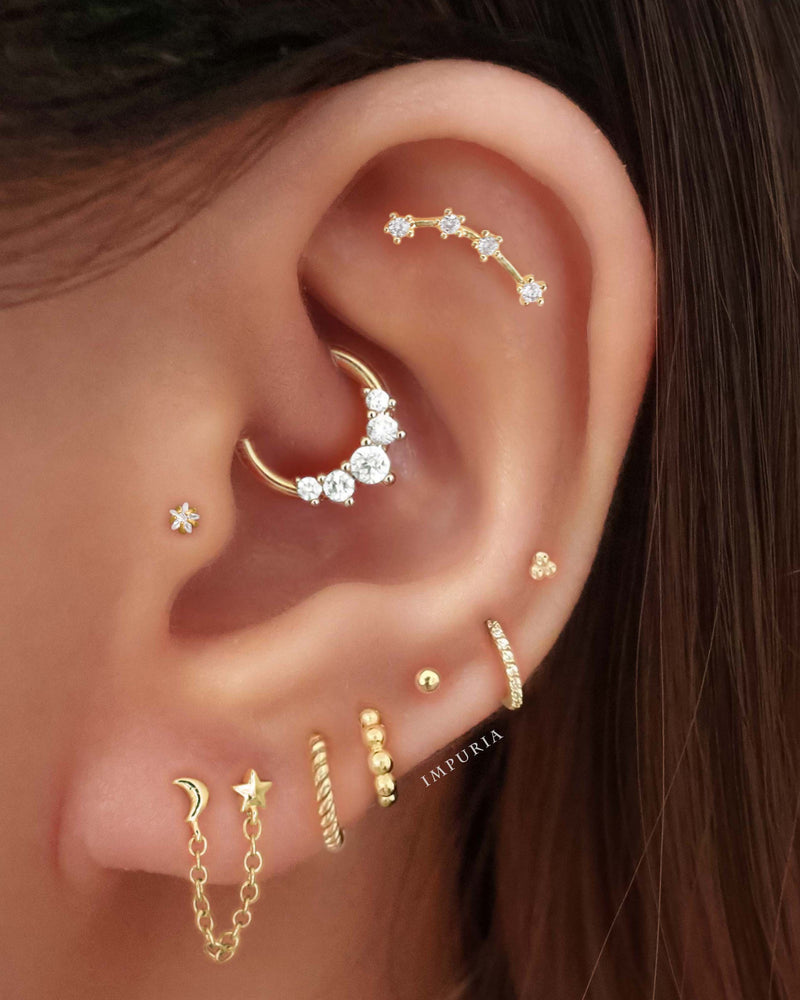 Sophie 5 Crystal Prong Earring Ear Piercing Ring Hoop