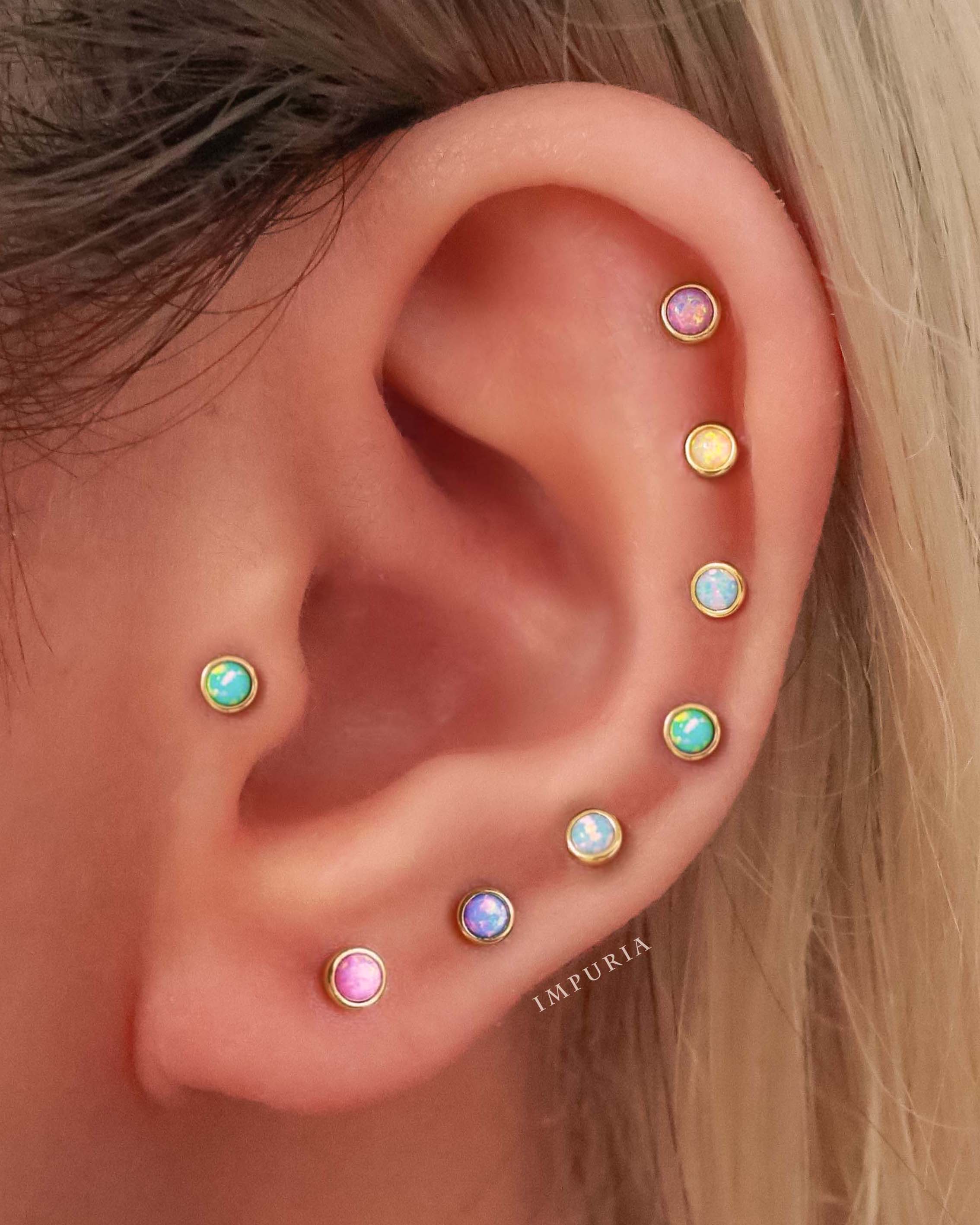 cute all the way around opal cartilage helix ear piercing earring stud - Ideas para perforar la oreja - www.impuria.com #earpiercings 