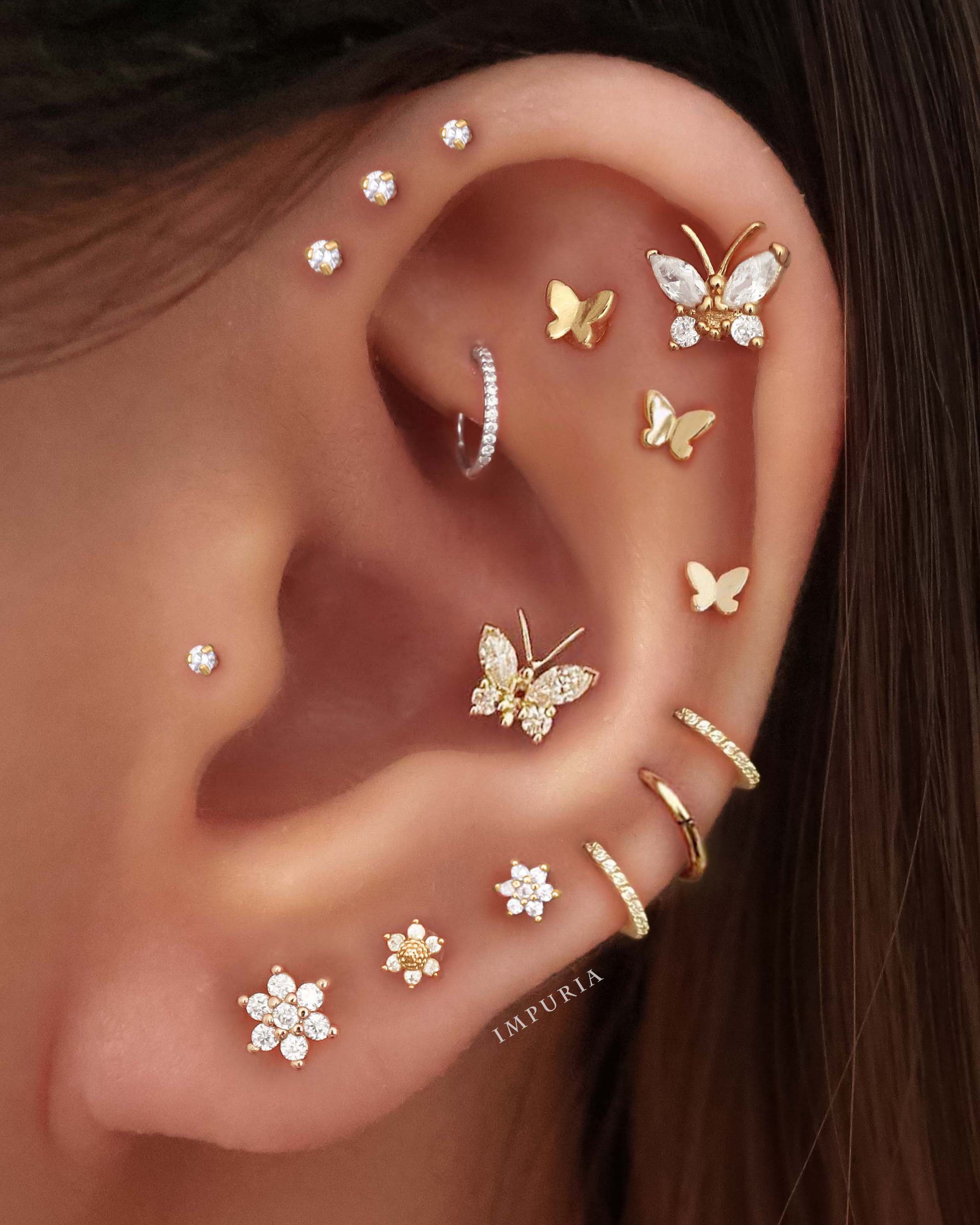 Crystal Pave Cartilage Piercing Jewelry Ring Hoop - Cute Butterfly Ear Curation Piercing Ideas - www.Impuria.com #earpiercings