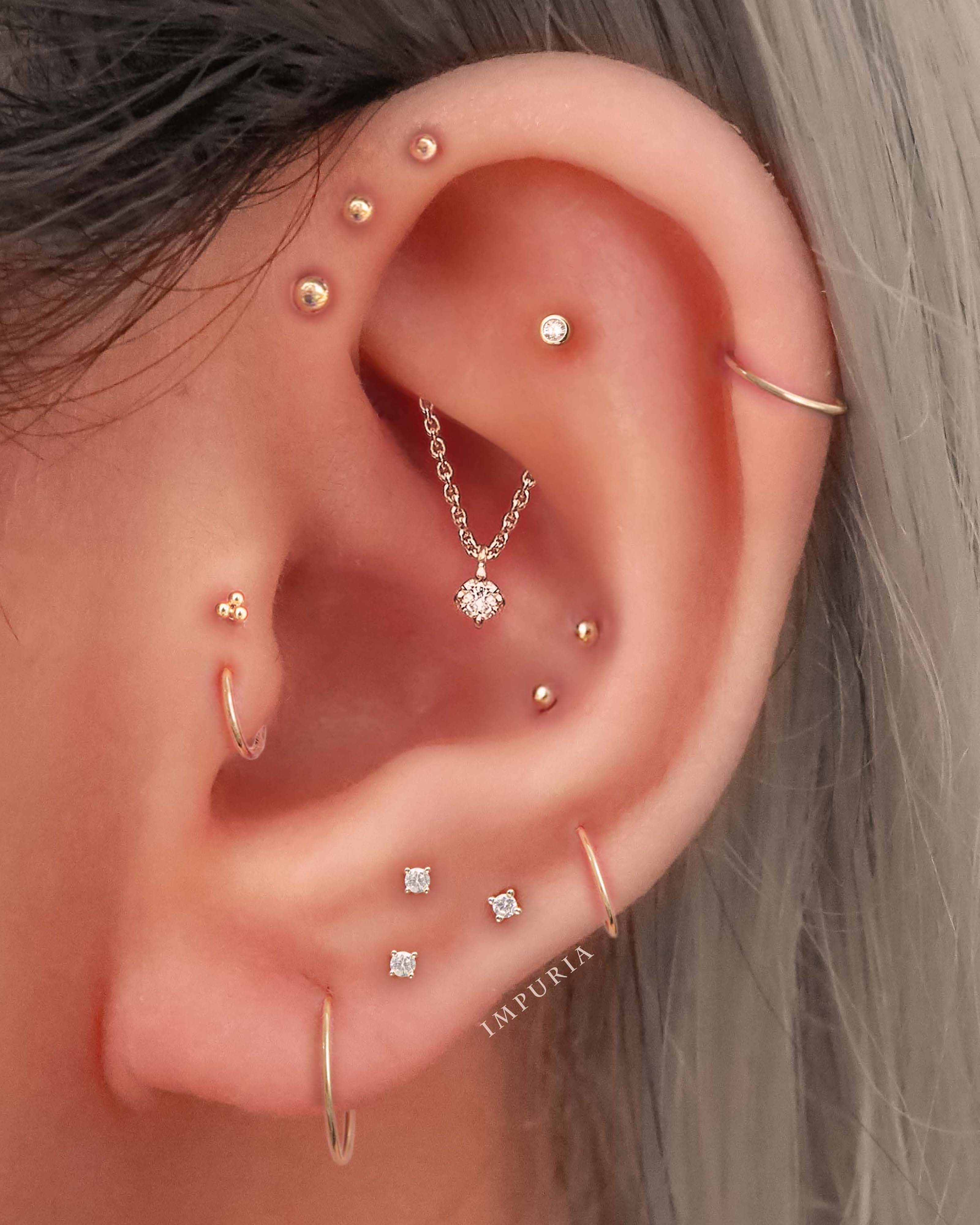 Beaded Ball surgical steel cartilage earrings minimalist multiple ear piercing jewelry ideas for curated ears - www.Impuria.com #earpiercing