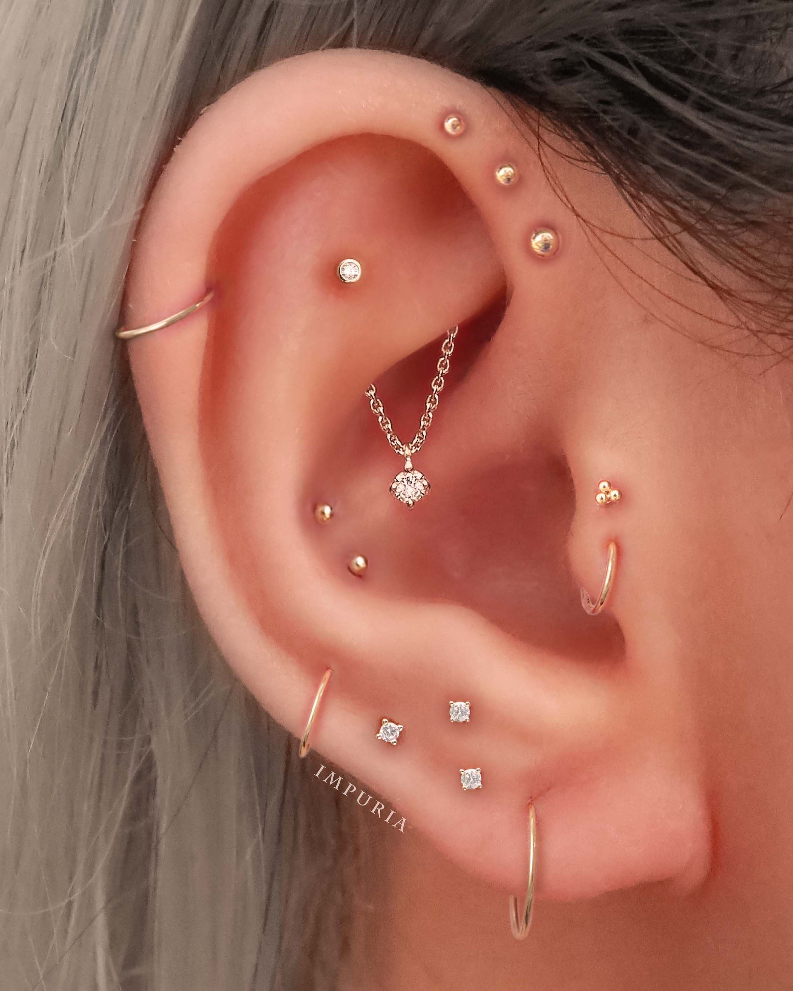Em Minimalist Polished Ball Hoop Ring Earrings
