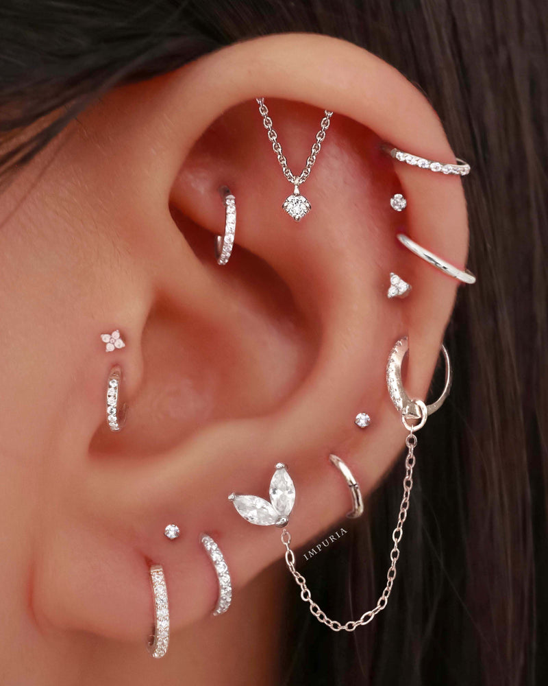 Cute Pretty Silver Ear Curation Ideas - Hidden Helix Round Drop Stud Earring - www.Impuria.com