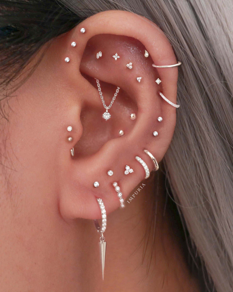 Clover Cartilage Helix Earring Stud 16G - Beautiful Multiple Ear Piercing Ideas for Women - www.Impuria.com